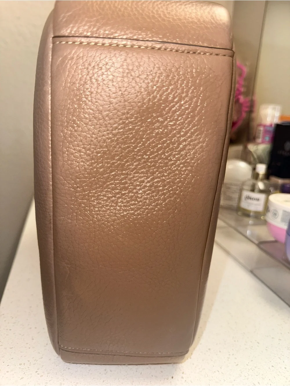 Coach Leather Shoulder Bag - Rose Taupe with Gold Hardware